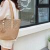 Straw Woven Tote Bag Women Summer Beach Handbag Natural Rattan Shoulder Bag Casual Vacation Style Bag