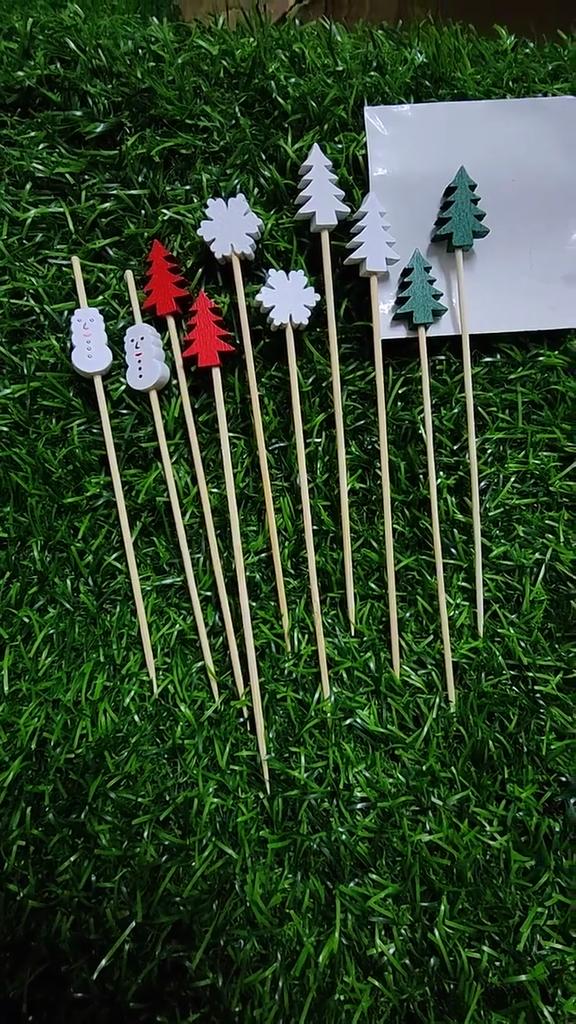 100 Disposable Christmas/Halloween Ghost Toothpicks,Snowmen,Christmas Trees,Christmas Fruit Picking,Christmas Decorations,Christmas Party Supplies