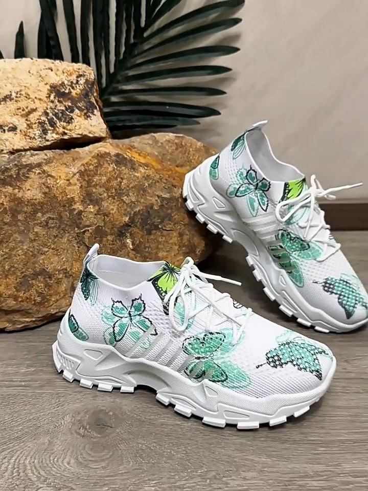 Damen Casual Weiße Sneaker Atmungsaktives Mesh Flache Schuhe