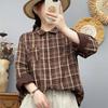 Autumn Women Plaid Shirts Long Sleeve Casual Blouses Turn Down Collar Loose Lady Cardigan Tops Female Clothes College Style