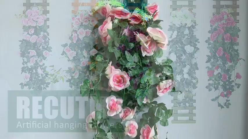Fake Hanging Flower,1PCS Artificial Rose Vine Plants Flowers Wedding Home Decoration and Wall Décor 3.3 Ft