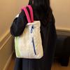Borsa a Spalla a Contrasto Borsa Tote da Donna con Stampa Lettere Borsa Sottospalla di Grande Capacità