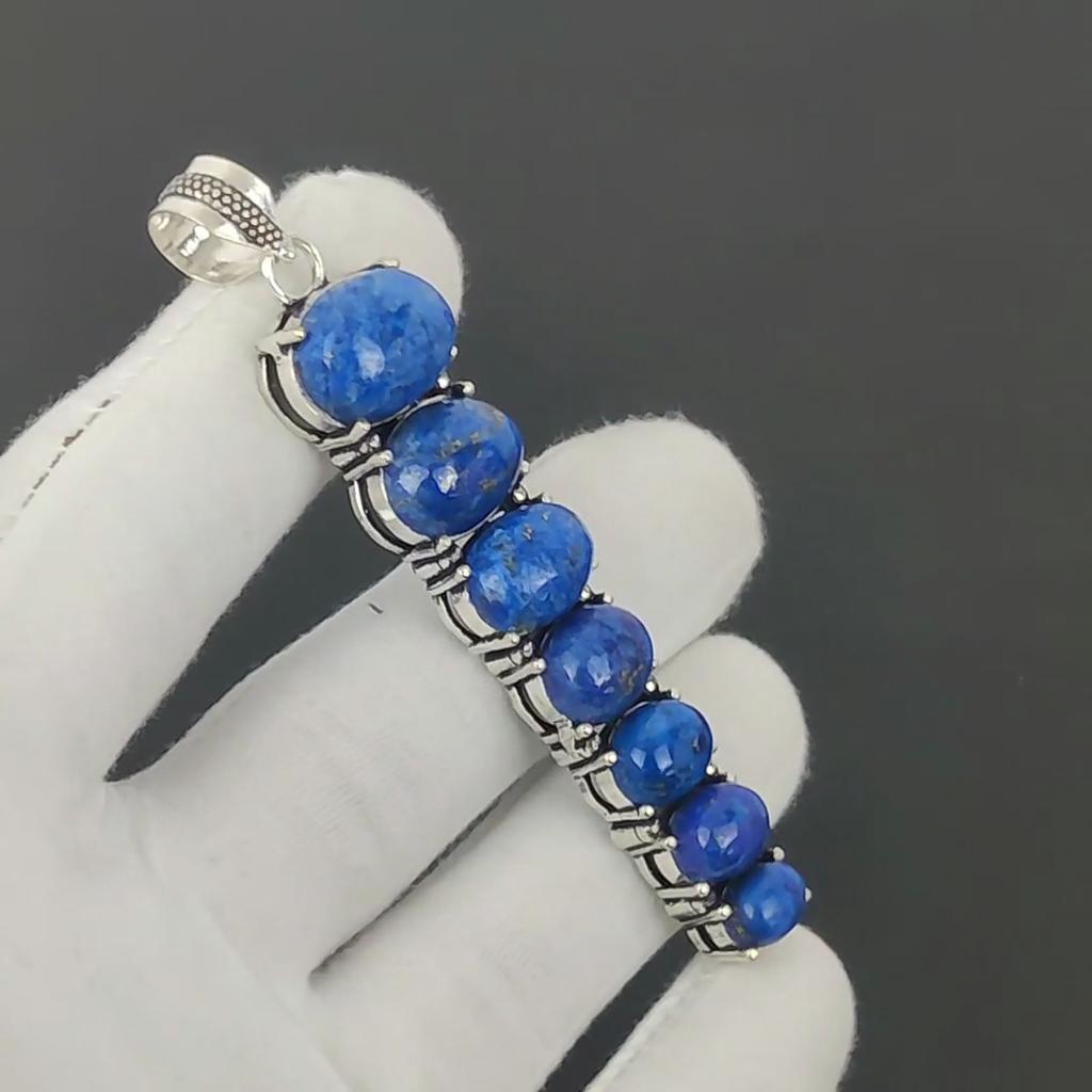 Natural Lapis Lazuli Pendant, 925 Sterling Silver Pendant, Handmade Pendant, Antique Pendant, Lapis Lazuli Gemstone Pendant, Valentine's Day Gift