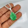 41 Ct Natural Green Emerald 925 Sterling Silver CERTIFIED Beautiful Pear Pendant