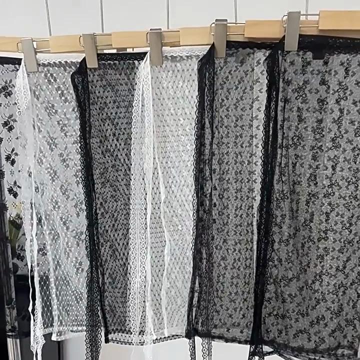 Весенне-летняя цельная кружевная юбка с цветочной вышивкой, многослойное марлевое платье до половины тела, женская занавеска