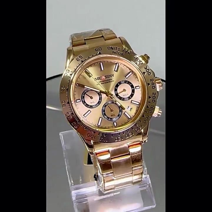 Quarzuhr für Herren Business Gold Schwarz Edelstahl Mode Klassisch Luxus Multifunktional Analog Armbanduhren Reloj Hombre