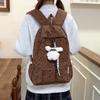 College Style Schoolbag Women's Bow Corduroy Travel Backpack