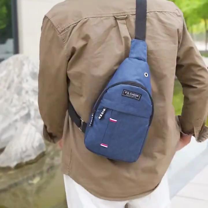 Men's Fashion Canvas Waterproof Chest Bag, Multifunctional Sling Crossbody Bag For Outdoor Sports Travel Hiking Camping