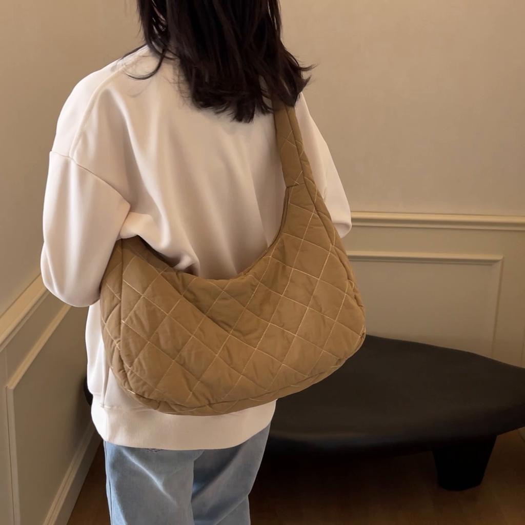 Diamond Embroidery Tote Bag Shoulder Bag Women Solid Color Large Capacity Crossbody Bag