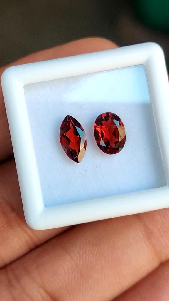 Marquise + Oval Red Rubelite Garnet Gemstone, Healing Gemstone.