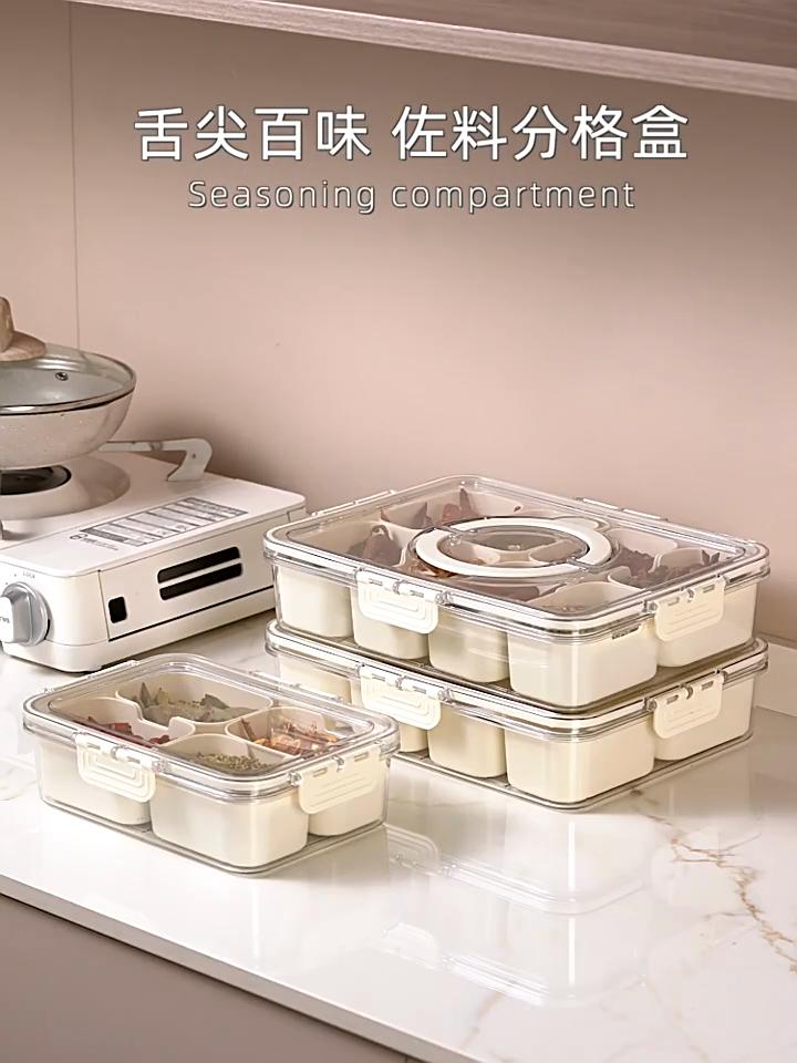 8 Grids Divided Serving Tray Storage Box Kitchen Portable Sub-format Seasoning Separator Box Fresh-keeping Snack Fruits Food Box