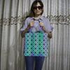 Shopping Bag Geometric Rhombus Folding Color-changing Luminous Handbag Women's Japanese Rhombus Fashion Shoulder Arm Bag