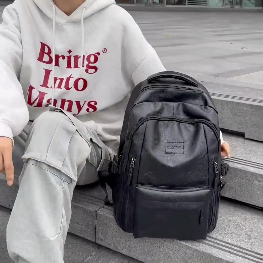Women's Backpack Middle School Student Schoolbag Solid Color Travel Bag Men Large Capacity Computer Backpack