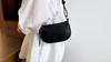 Women Mini Crescent Crossbody Bag Soft PU Leather Shoulder Bag Adjustable Strap Small Underarm Purse Casual Fashion Zipper Handbag