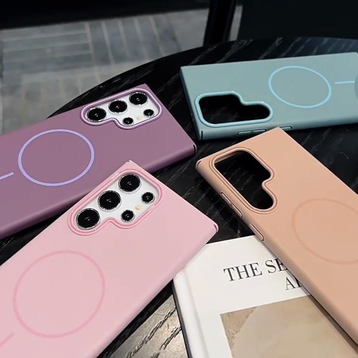 Luxury Slim Matte Magsafe Case for Samsung Galaxy S25 S24 S23 Ultra S22 Plus S21 Note 20 Solid Color Shockproof PC Phone Cover