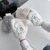 Winter Plus Size Padded Gloves Embroidered Strawberry Bear Gloves Girls Wrap Finger Hanging Neck Thickened Warm Gloves
