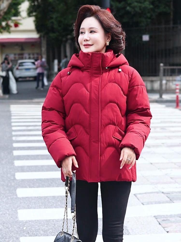 Winter Warm Jackets Women Short Parkas Hooded Elegant Loose Thick Outerwear Middle Age Women's Coats
