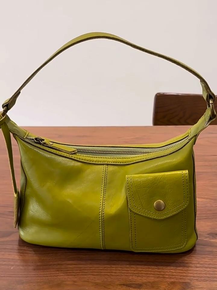 Johnature Genuine Leather Casual Women's Bag Soft Cowhide Solid Color Versatile Shoulder Crossbody Bag