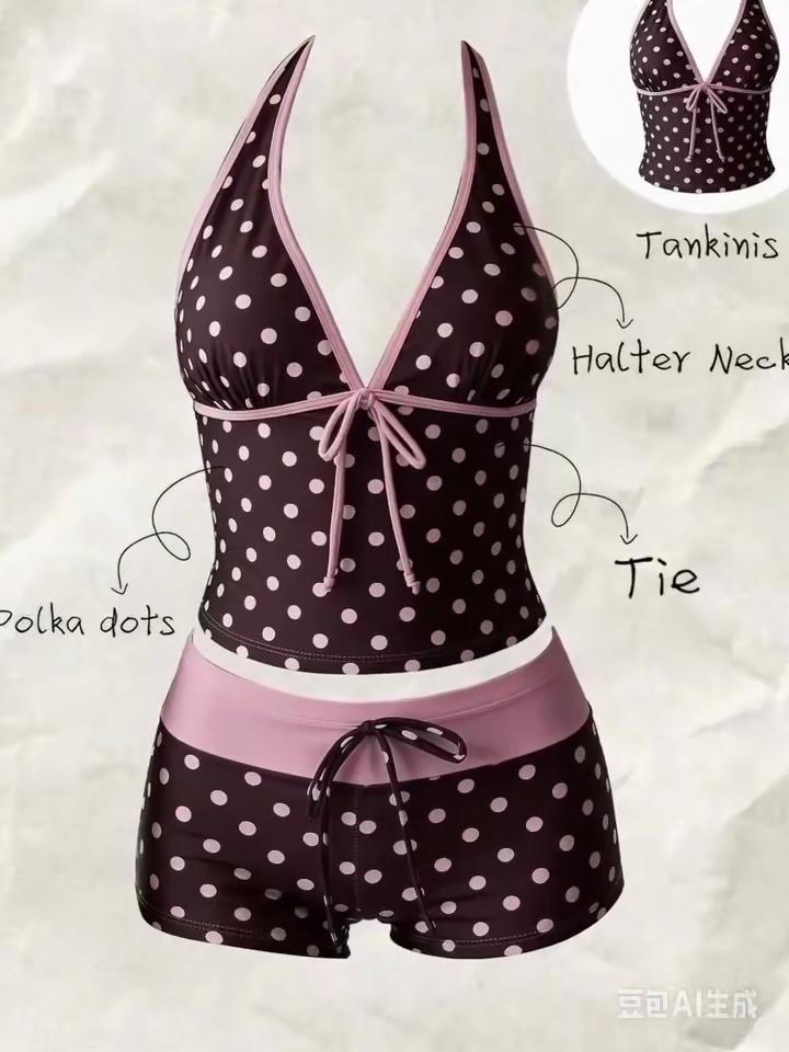 Womens 2 Pieces Set Tankini Swimsuits with Shorts Vintage Beach Swimsuit Swimwear Vacation Outfit Y1AC