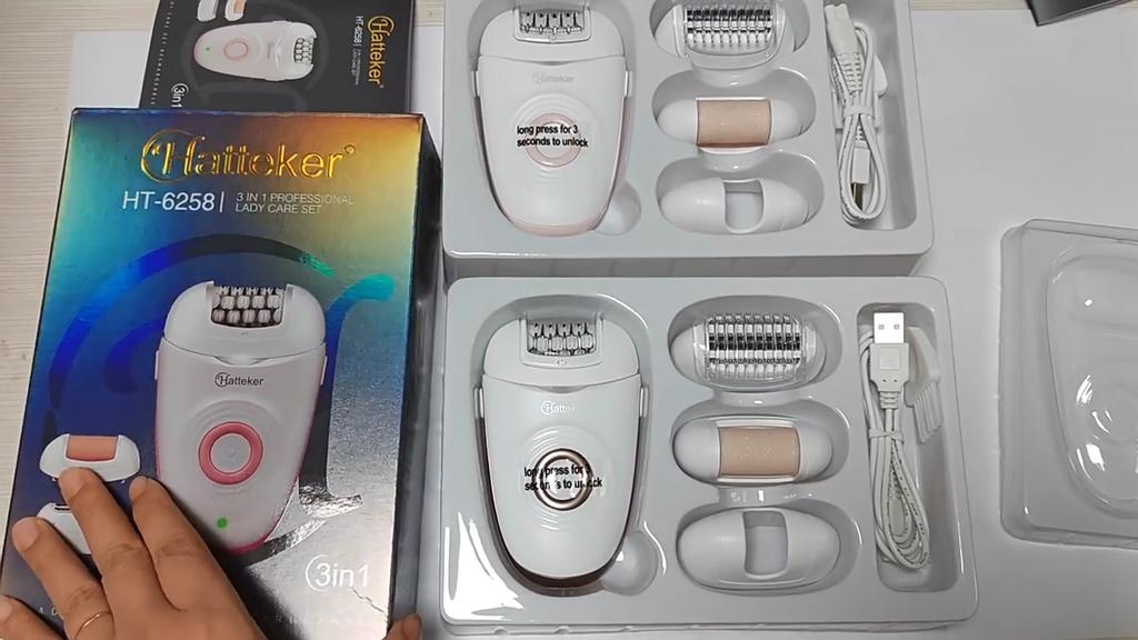 Hatteker Lady Shaver med 3 utskiftbare blad elektrisk epilator Callus Remover elektrisk barberhøvel for ben, armer, armhule og bikini