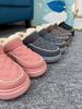 Unisex Høst Vinter Stor Størrelse Tykkbunn PU Bomullssko Menn Munn Fløyel Pels Snøstøvler Dame Varm Vanntette bomullstøfler 36-45