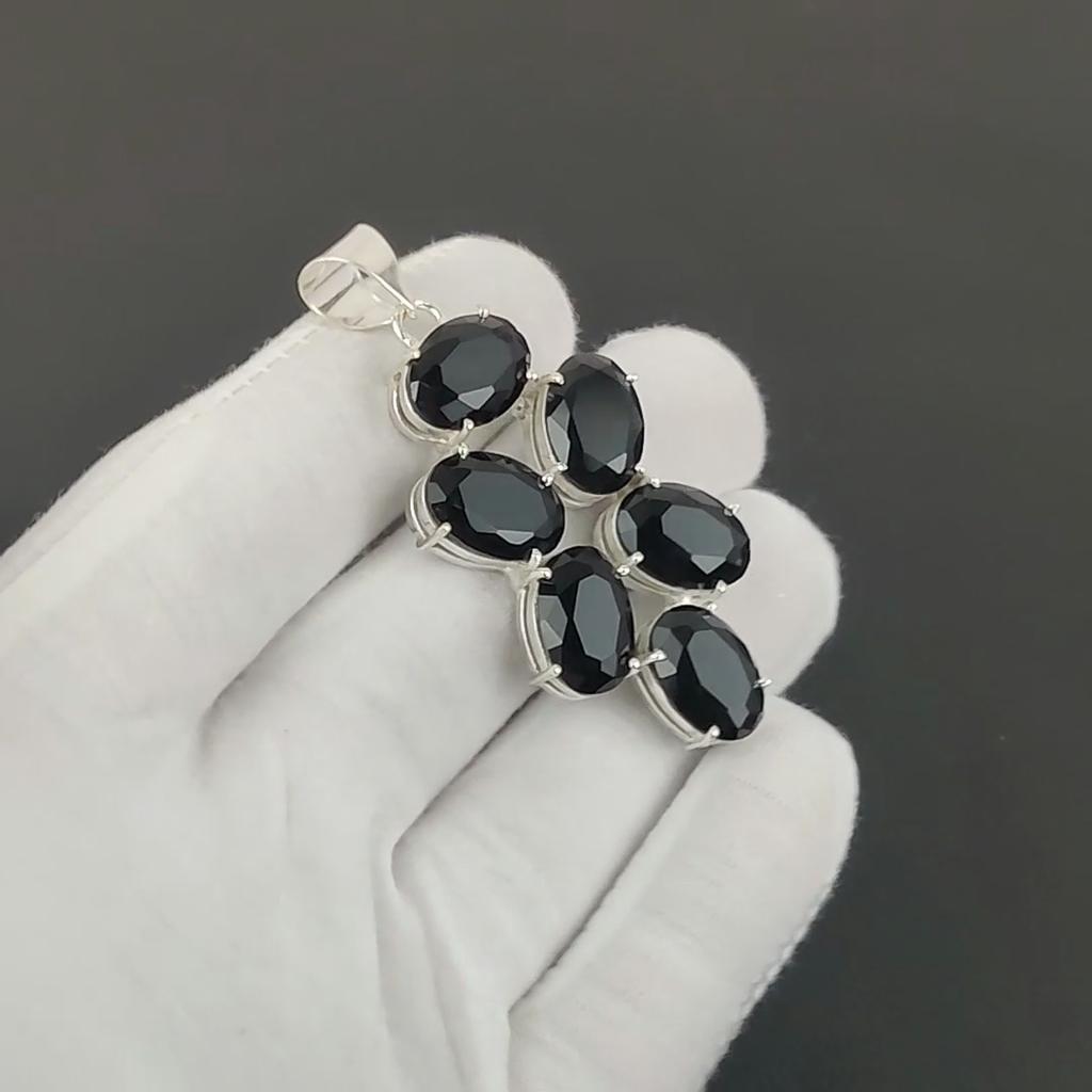 Black Spinel Gemstone Pendant 925 Sterling Silver- Handmade Design, Everyday Wear Jewelry, Unique Black Spinel Pendant Women Gift For Love