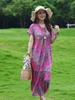 Women's Plus Size Floral Print Short Sleeve Maxi Dress, Loose Casual Summer Sundress (XL-5XL)