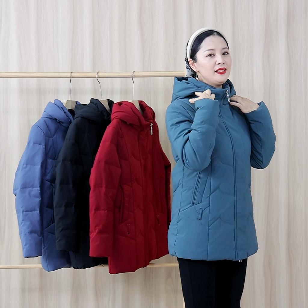 Middle Age Women's Puffer Jackets Winter Vintage Parkas Hooded Plus Size Elegant Thick Warm Down Coats Woman Outerwears