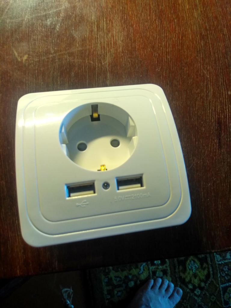 Внутренняя розетка евростандарт с двумя USB портами. купить недорого ...