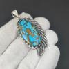 Natural Blue Copper Turquoise Gemstone Silver Pendant In 925 Sterling Silver- Handmade Design, Everyday Wear Jewelry, Unique Pendant Thanksgiving Gift