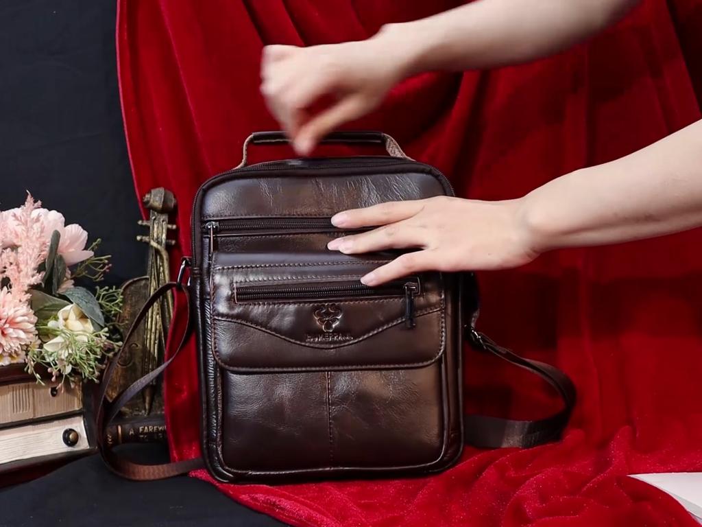 Humerpaul Genuine Leather Men Shoulder Bag Large-capacity Multifunctional Messenger Bag