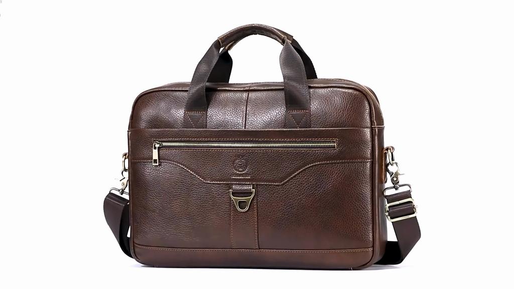 Men's Briefcase First Layer Cowhide Men's Business Bag 16-inch Leather Portable Business One-shoulder Computer Bag