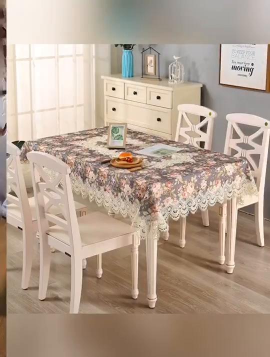 Pastorační styl Světlý luxusní ubrus Vintage Print Dekorativní ubrus