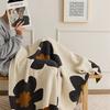 1pc Nordic Flower Pattern Knitted Blanket, Air Conditioning Blanket Warm Cozy Soft Throw Blanket For Couch Bed Sofa