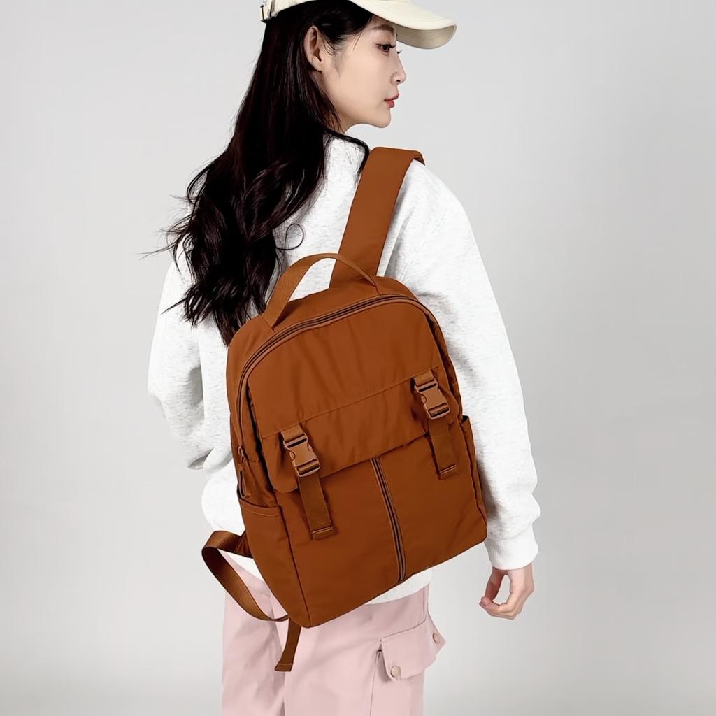 Unisex Large Capacity Backpack Outdoor Water-Repellent Backpack Solid Color Student Schoolbag