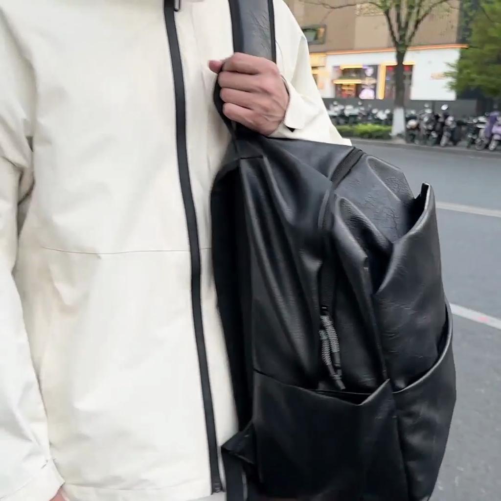 PU Backpack Men's Travel Backpack Large Capacity Commuter Schoolbag