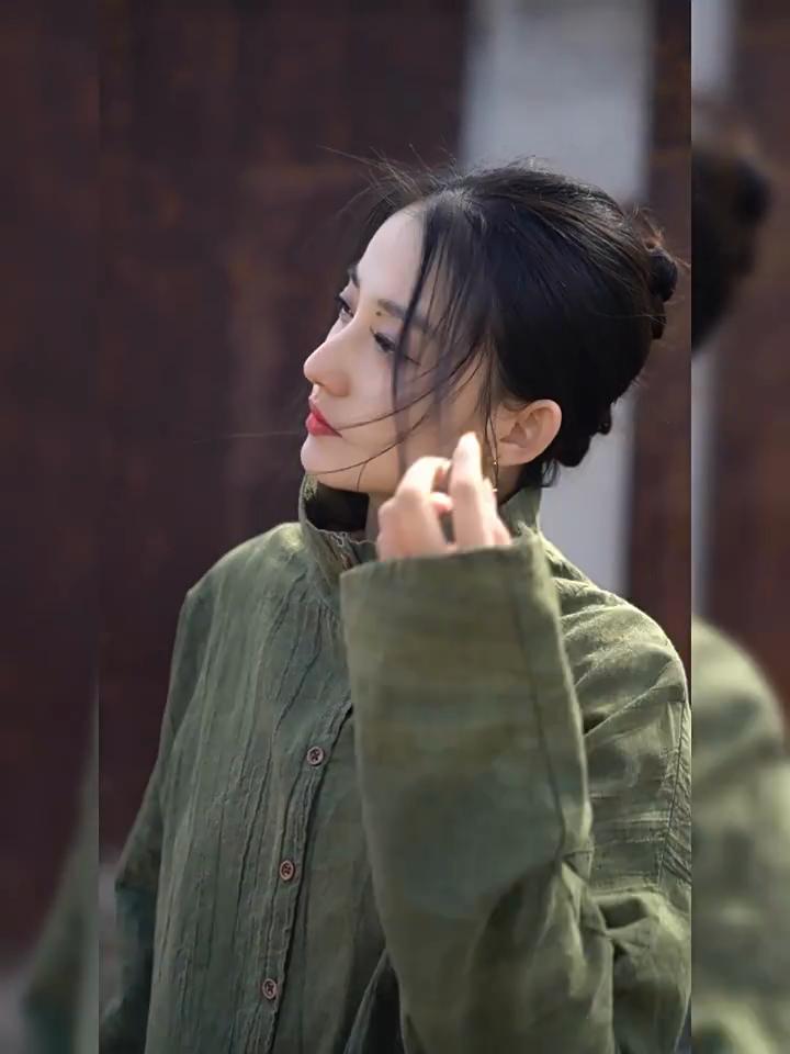 Johnature Women Vintage Half Hight Collar Shirts Tops Long Sleeve Button Blouses Spring Loose Chinese Style Shirts