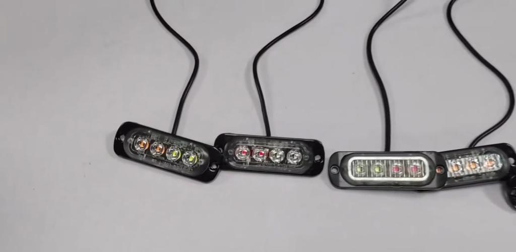 4 LED-Strobe-Seitenwarnleuchte, Strobe-Gitter, blinkender Lichtbalken, Auto-LKW-Leuchtfeuer, bernsteinfarben, gelb, weiß, Ampel, 12 V – 24 V