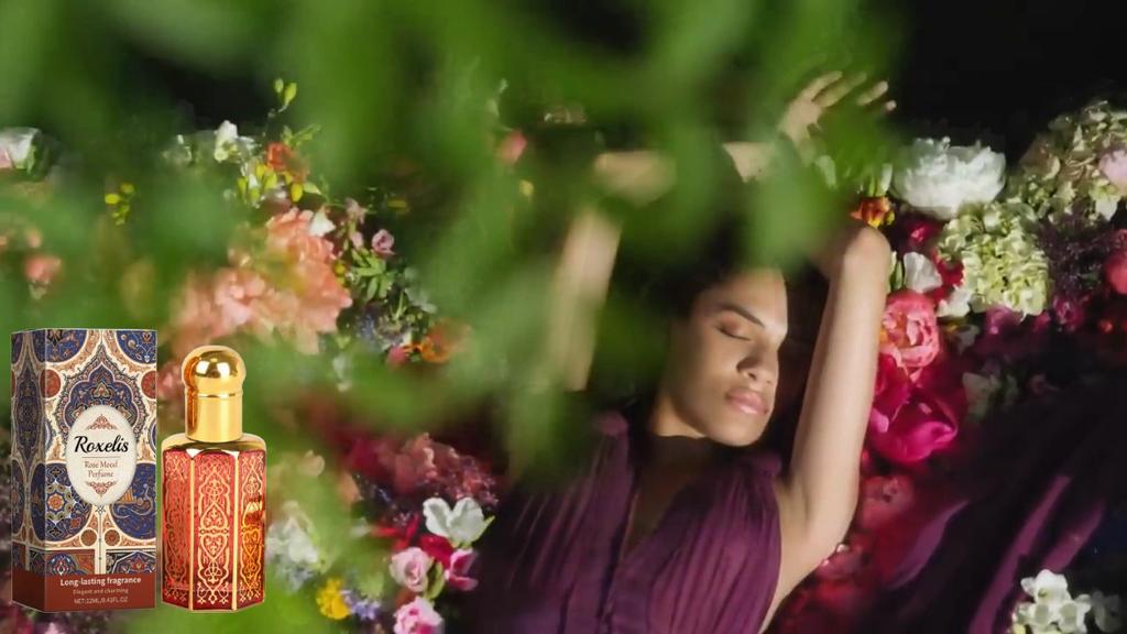 Roxelis Arabian-inspired perfume. Delicate, natural, floral, light, long-lasting, portable, charming, atmospheric fragrance.