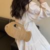 Cute Fish Shape Straw Clutch Bag for Women Handheld Woven Summer Beach Purse with Chain Strap Multicolor Hollow Weave Vacation Party Mini Handbag