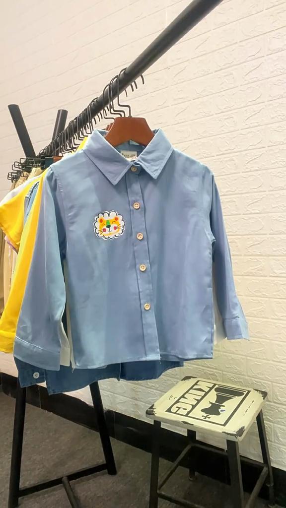 Baby Boys Cotton Shirt Lightweight Long Sleeve Collared Casual Shirt Cartoon Print Clothing