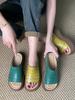 Johnature Genuine Leather Peep Toe Thick Soled Women's Outdoor Slippers Vintage Hollow Breathable Wedges Sandals