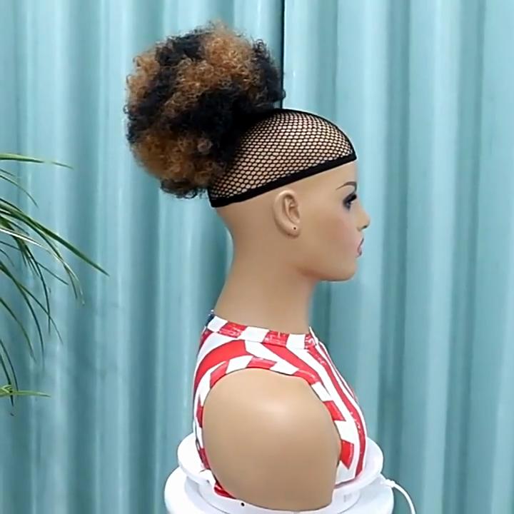 Afro Puff Hair Bun Dreadlock Drawstring Ponytail with Curly Hair Chignon Synthetic Hairpiece Scrunchies for Women