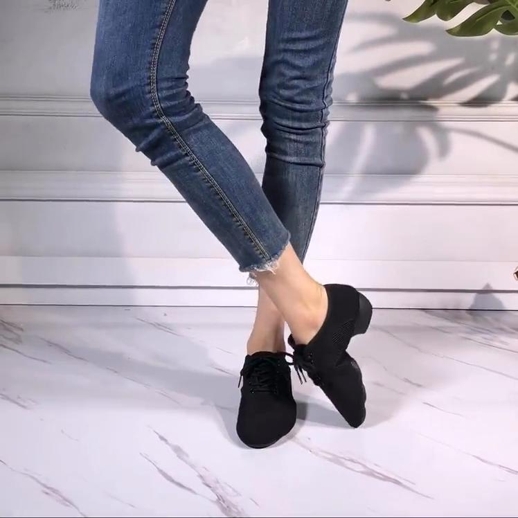Scarpe da ballo da allenamento con tacco basso per jazz moderno in tessuto Oxford da uomo e da donna Scarpe da ballo professionali per yoga