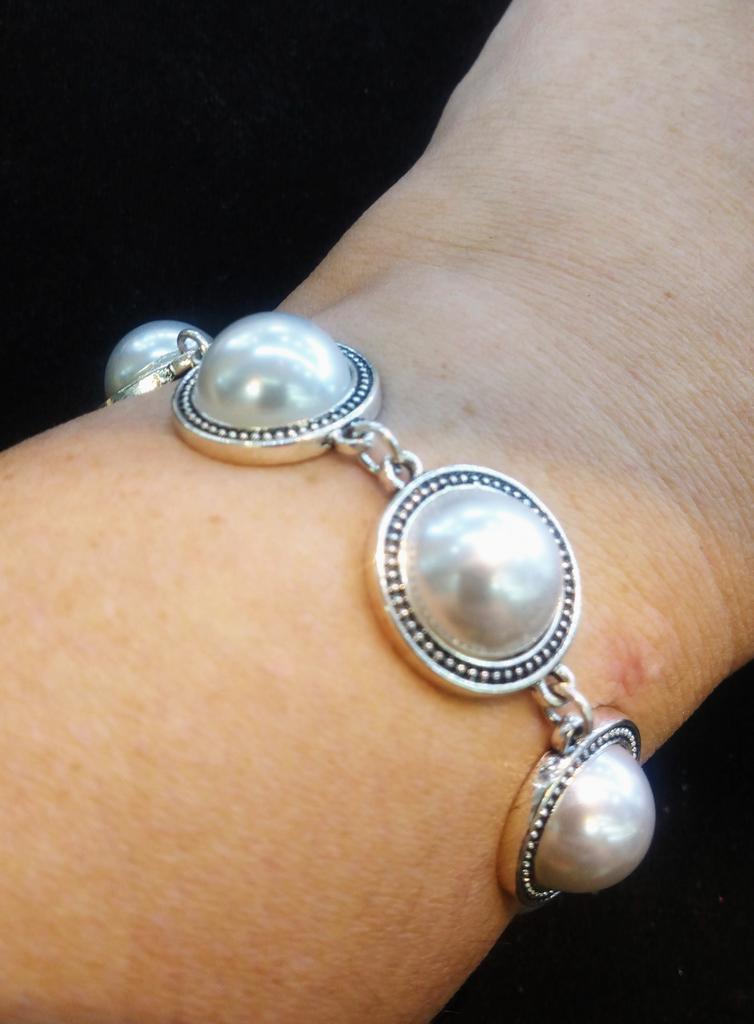 Bracciale rete tubolare rossa con perle e strass stile Stardust - G