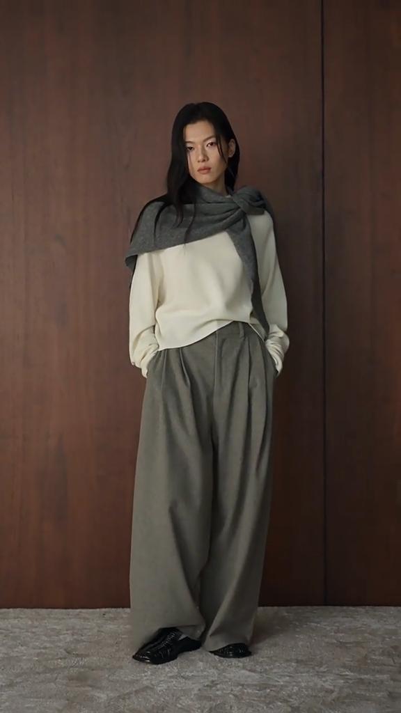 Johnature French-style Chic Casual Loose High-waist Pants For Women Winter Versatile Simple Wide-leg Trousers