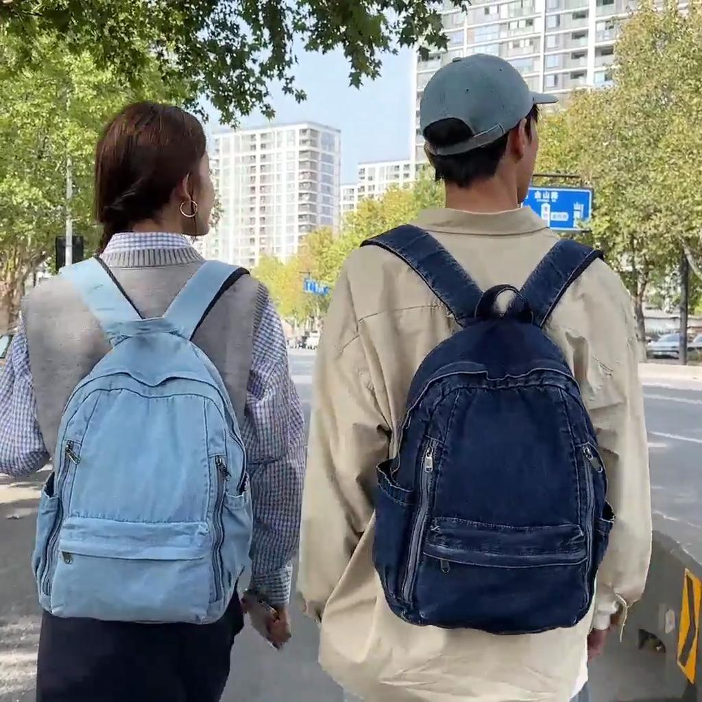 Džínový batoh Ležérní styl Unisex Školní taška Módní cestovní batoh