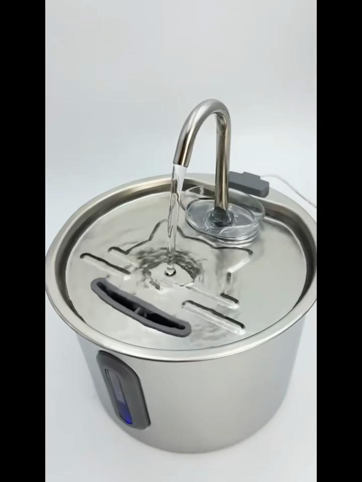 USB Automatic 2.2L Cat Water Fountain with Filter Stainless Steel Pet Water Dispenser for Cats Dogs Drinking Transparent Window