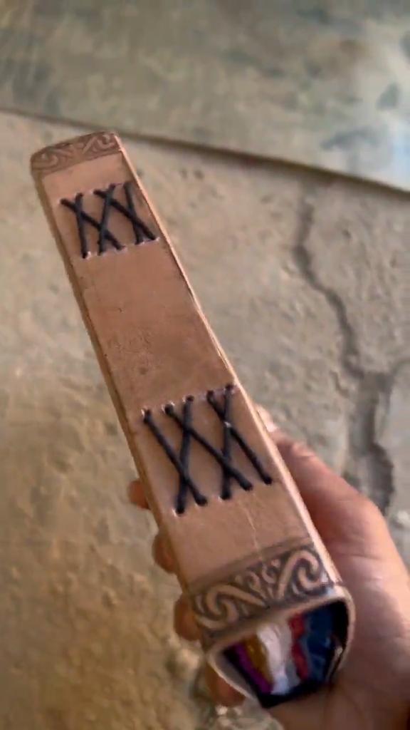 Leather Triple Moon Goddess Journal: Rose Quartz Stone