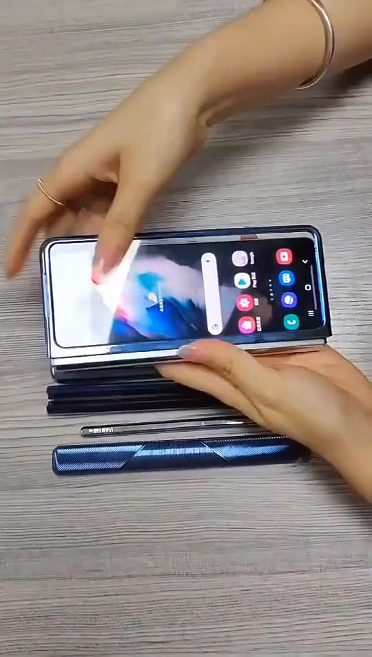 Anti-Drop Full Protection Plating Folding Case for Samsung Galaxy Z Fold3 5G Fold4 Tempered Glass Protector Film with S Pen Capa